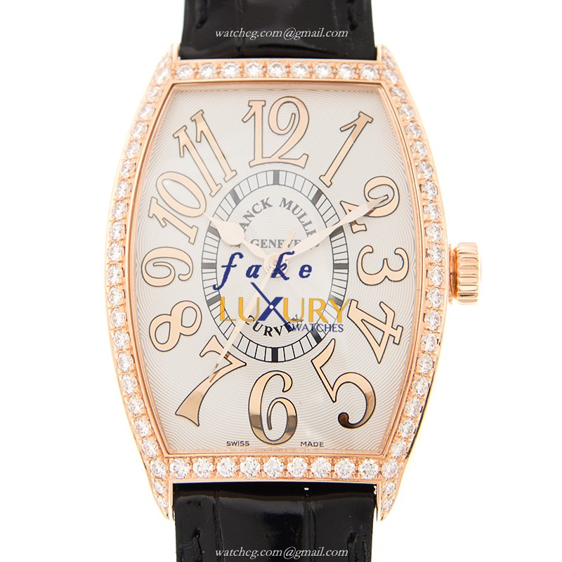 Franck Muller 5850 M SC COL DRM D 1R 5N Cintree Curvex Replica Watch White Dial Black Alligator - Luxury Replica Watch