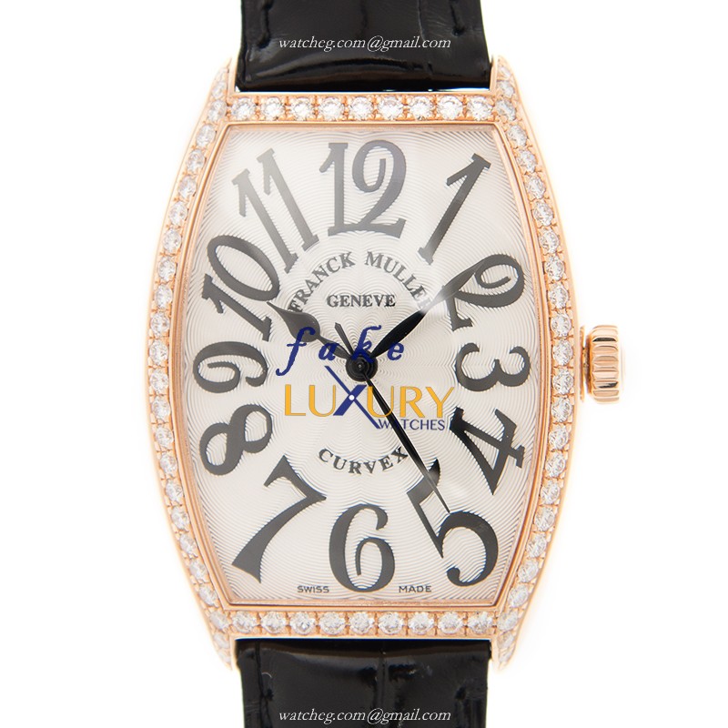 Franck Muller 5850 M SC D 1R 5N Cintree Curvex Replica Watch, Automatic, Rose Gold & Diamonds