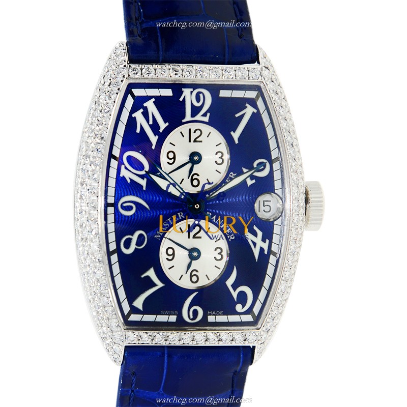 Franck Muller 5850 MB D OG Replica Watch, Automatic, Dark Blue Dial, White Gold & Diamond