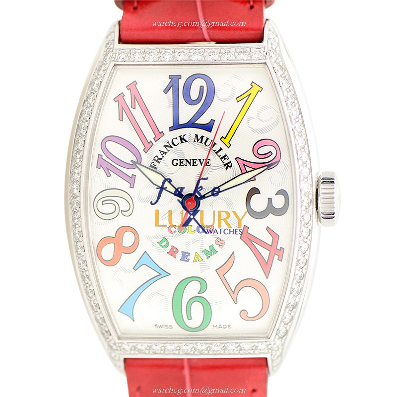 Franck Muller 5850 SC COL DRM D 1R AC Replica Watch Automatic White Dial Red Alligator Strap - Luxury Replica Watch