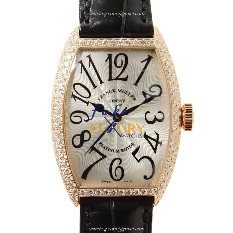 Franck Muller 5850SCD5N CINTREE CURVEX Auto 18kt Rose Gold Diamond Replica Watch - Luxury Replica Watch