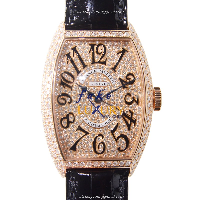 5850 SC D CD 5N - Franck Muller Cintree Curvex Replica Watch Automatic Rose Gold Diamonds - Luxury Replica Watch
