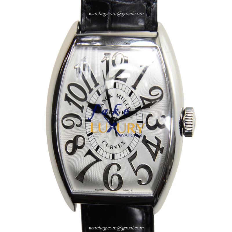 5850 SC REL AC - Franck Muller Cintree Curvex Replica Watch - Automatic - Silver Dial - Alligator - Luxury Replica Watch