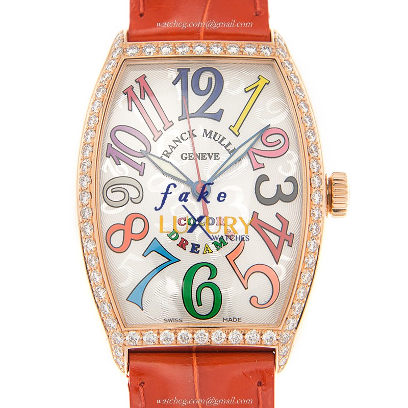 Franck Muller 5851 M SC COL DRM D 1R 5N Cintree Curvex Replica Watch, Silver Dial, Rose Gold Case