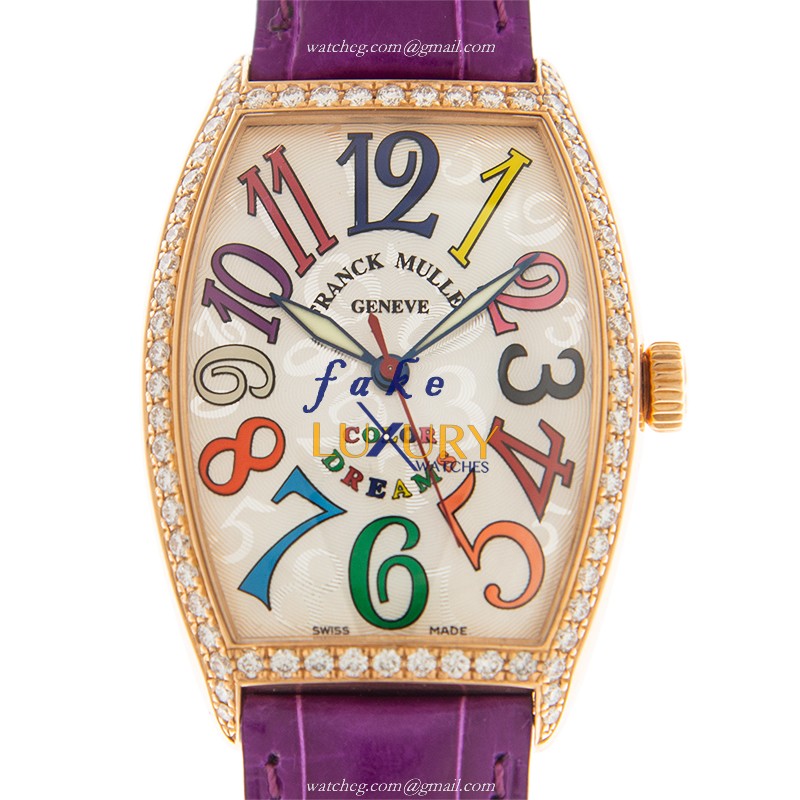 Franck Muller 5851 M SC COL DRM D 1R 5N-PUR Cintree Curvex Automatic Silver Dial Rose Gold Replica