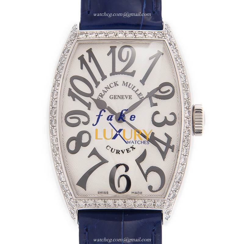 Franck Muller 5851 SC D 1R AC Cintree Curvex Automatic Silver Dial Blue Alligator Strap Replica