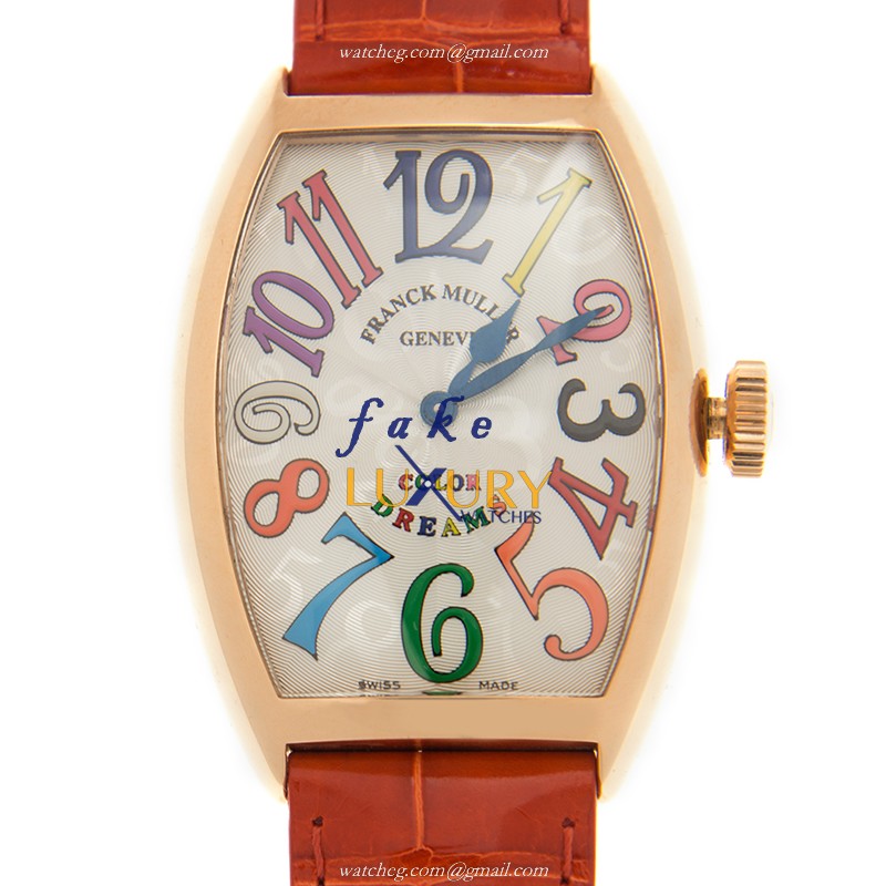 Franck Muller 5852 QZ COL DRM 5N Quartz Cintree Curvex 18kt Rose Gold Replica Watch with White Dial - Luxury Replica Watch