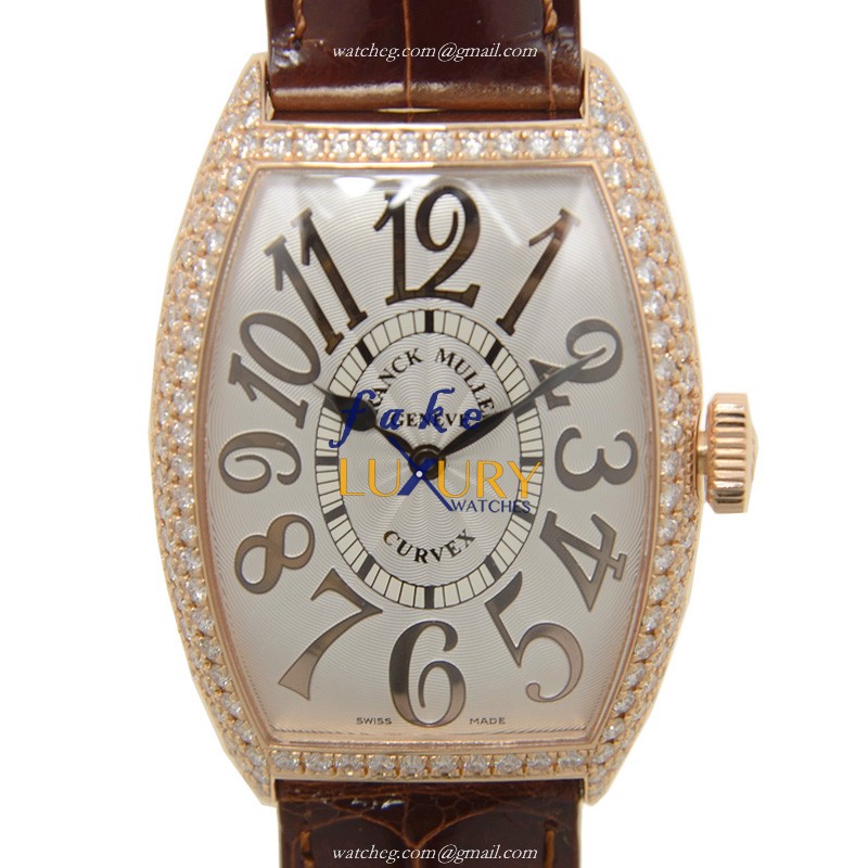 Franck Muller 5852 QZ REL D 5N Quartz 18kt Rose Gold Diamond Replica Watch - 32mm Case, Sapphire - Luxury Replica Watch
