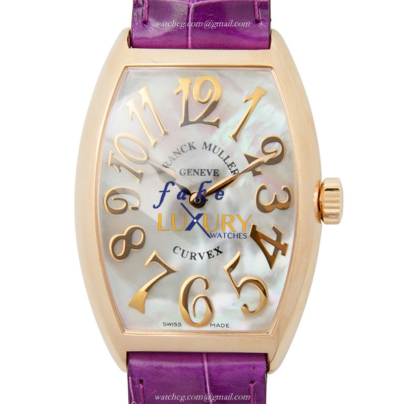 Franck Muller 5852 QZ REL MOP 5N Replica Watch, Quartz Movement, 18kt Rose Gold Case, Silver White