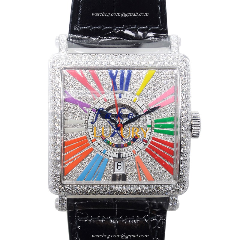 Franck Muller 6000 H SC DT D CD COL DRM OG Replica Watch, Automatic, Silver Dial, 18kt White Gold &