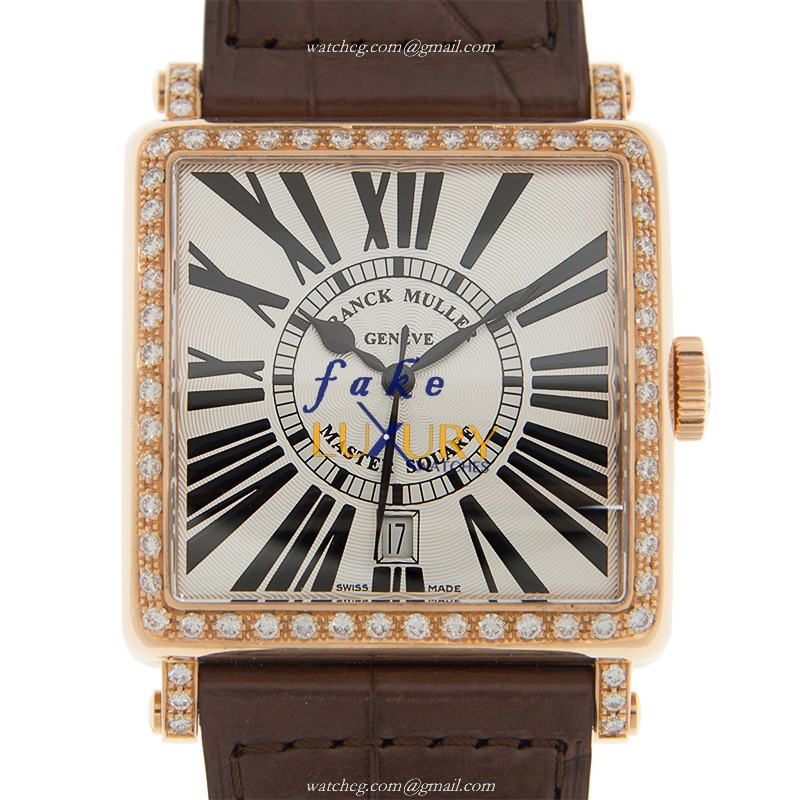 Franck Muller Master Square 6000 H SC DT R D 1R 5N Automatic Rose Gold Diamonds White Dial Replica - Luxury Replica Watch