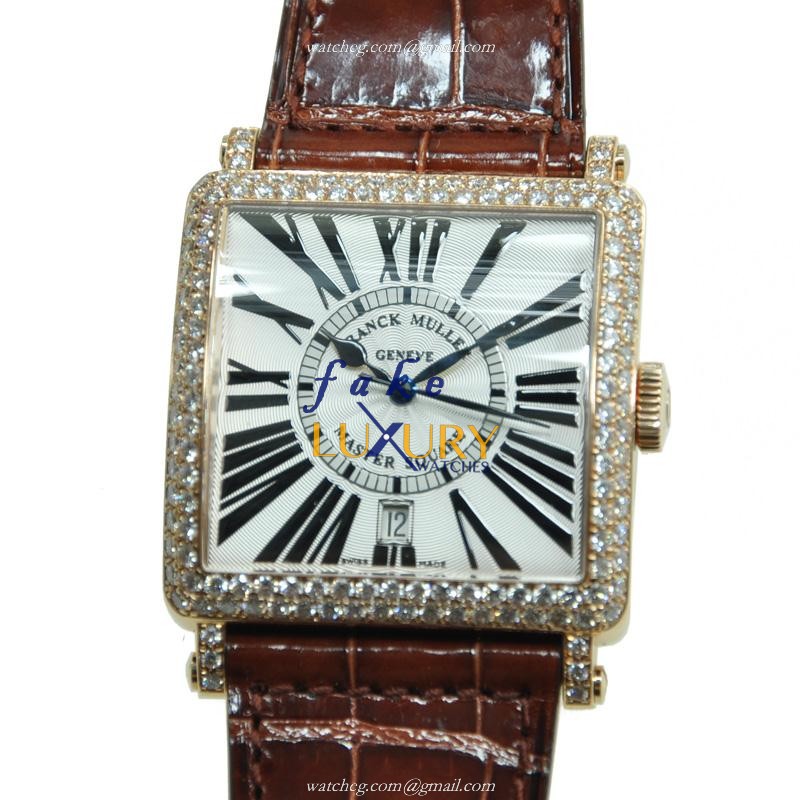 Franck Muller 6000 H SC DT R D 5N MASTER SQUARE Replica Watch, Automatic, White Dial, Rose Gold & - Luxury Replica Watch