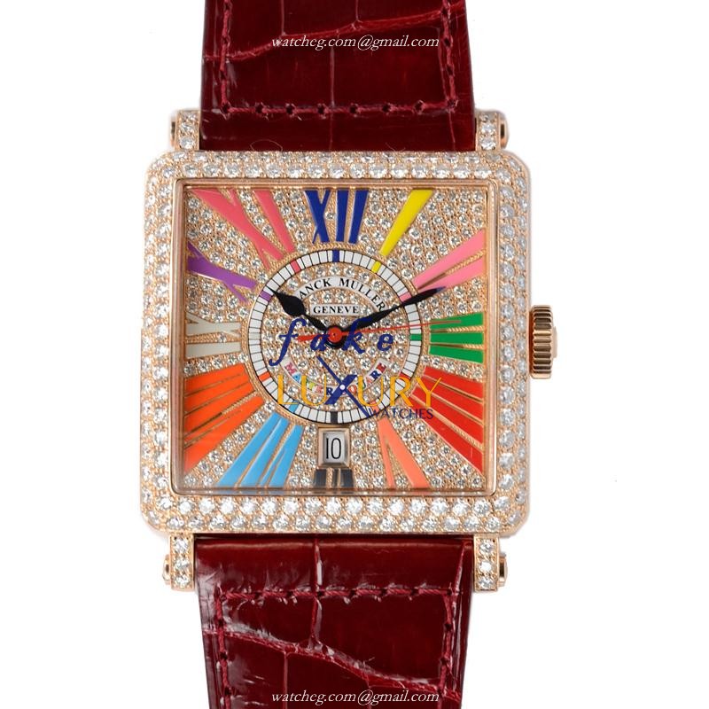 Franck Muller 6000 H SC DT R D CD COL DRM 5N Master Square Replica Watch, Gold Dial, 18kt Rose Gold - Luxury Replica Watch