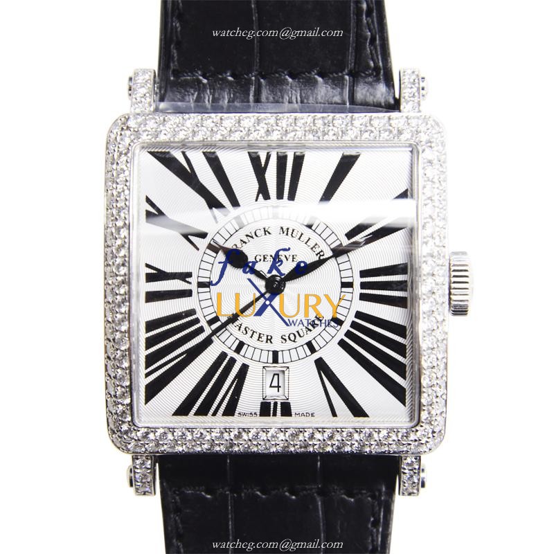 Franck Muller 6000 H SC DT R D OG Master Square Auto 18kt White Gold Diamond Replica Watch - Luxury Replica Watch