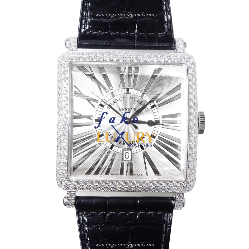 Franck Muller 6000 K SC DT D AC Replica Watch, Automatic Movement, Silver Dial, Steel & Diamond Case