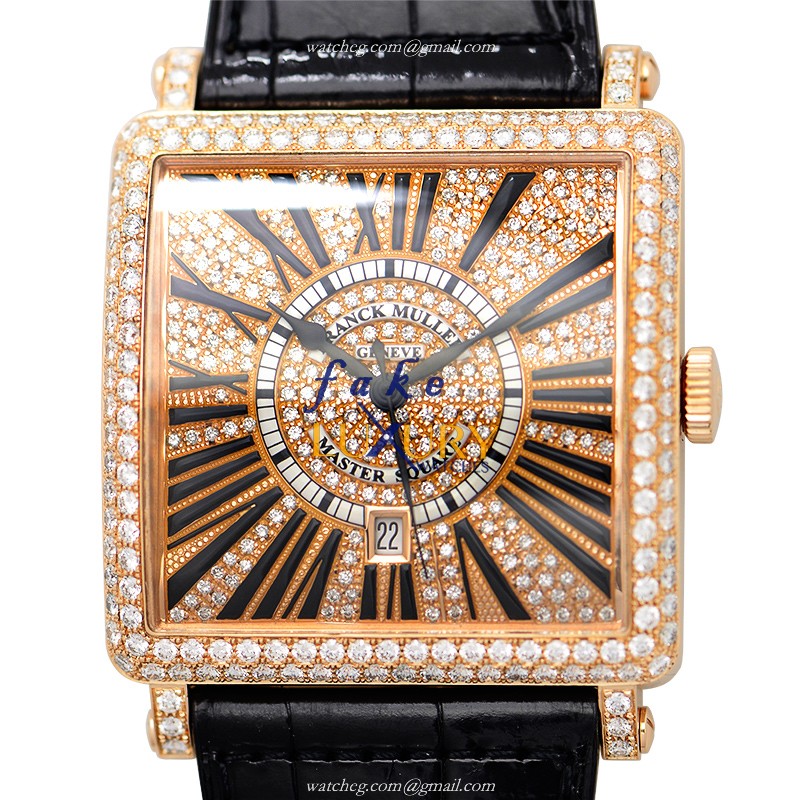 6000 K SC DT R D CD 5N - Franck Muller Master Square Replica Watch - Automatic - Gold Dial - Rose - Luxury Replica Watch