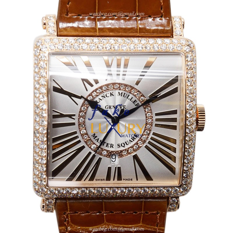 Franck Muller 6000 K SC DT REL R D CD 1R 5N MASTER SQUARE AUTO 18kt Rose Gold Diamond Bezel Replica - Luxury Replica Watch