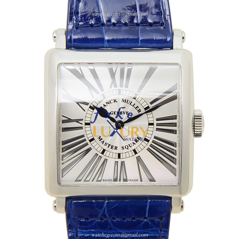 Franck Muller 6002 H QZ REL R AC Master Square Quartz Replica Watch Blue Alligator Strap
