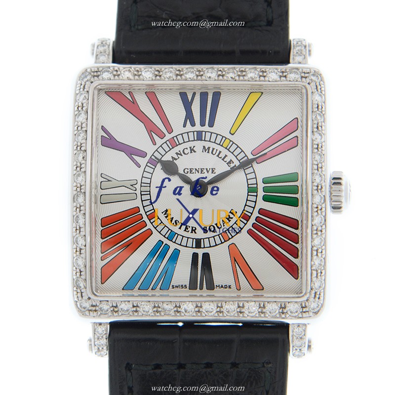 Franck Muller 6002 L QZ D 1R COL DRM AC Master Square Replica Watch, White Dial, Steel & Diamonds - Luxury Replica Watch
