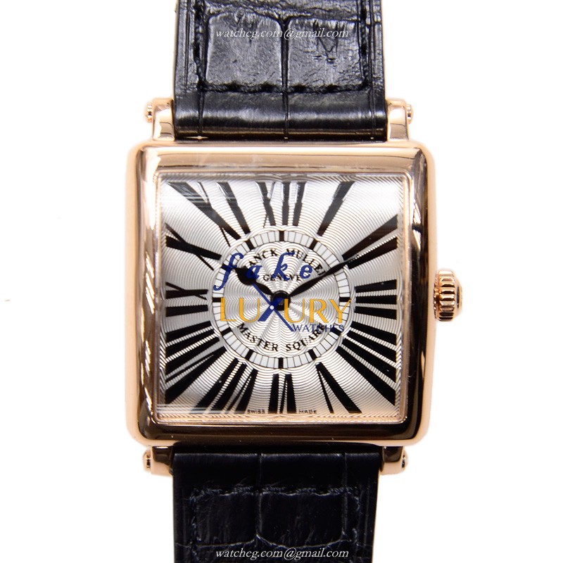 Franck Muller 6002 L QZ R 5N Quartz 18kt Gold & Steel Replica Watch, Silver Dial, Leather Strap - Luxury Replica Watch