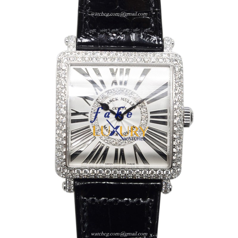 Franck Muller Master Square 6002 L QZ REL R D CD 1R OG Quartz 18kt White Gold Diamond Replica Watch - Luxury Replica Watch