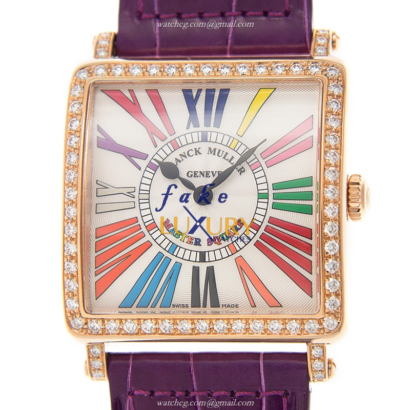Franck Muller 6002 M B COL DRM R D 1R 5N Quartz 18kt Rose Gold & Diamond Replica Watch - Silver - Luxury Replica Watch