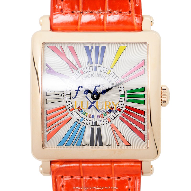 Franck Muller 6002 M B QZ COL DRM R 5N Replica Watch Quartz Movement 18kt Rose Gold Case Silver