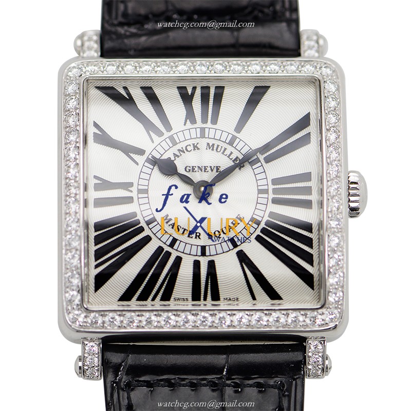 Franck Muller 6002 M B QZ R D 1R AC Replica Watch, Quartz Movement, Silver Dial, Steel & Diamonds