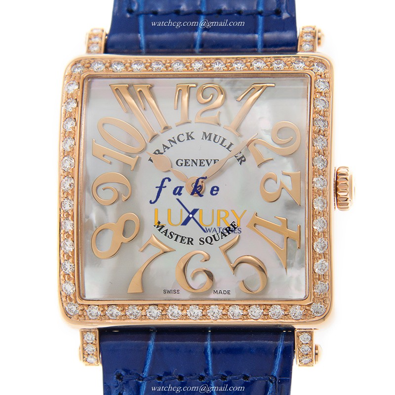 Franck Muller 6002 M B QZ REL MOP V D 1R 5N Replica Watch, Quartz, White MOP Dial, 18kt Rose Gold & - Luxury Replica Watch