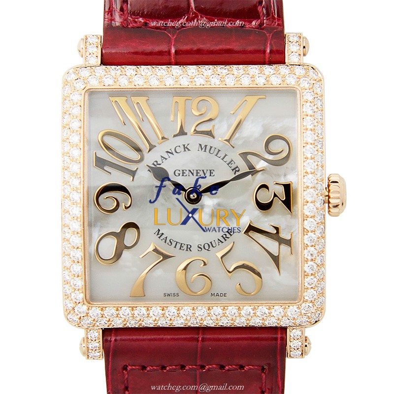 6002 M B QZ REL MOP V D 5N - Franck Muller Master Square Replica Watch - Quartz - Silver White Dial - Luxury Replica Watch