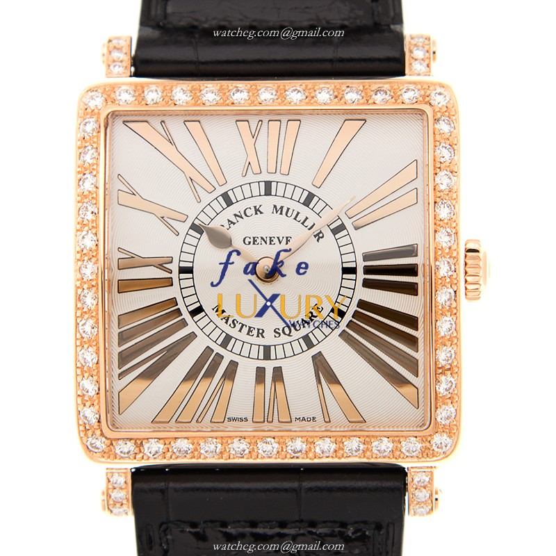 Franck Muller 6002 M B QZ REL R D 1R 5N Replica Watch, Quartz Movement, Rose Gold Case with Diamonds - Luxury Replica Watch