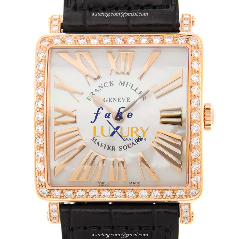Franck Muller 6002 M B QZ REL R MOP D 1R 5N Master Square Quartz 18kt Rose Gold & Diamond Replica - Luxury Replica Watch