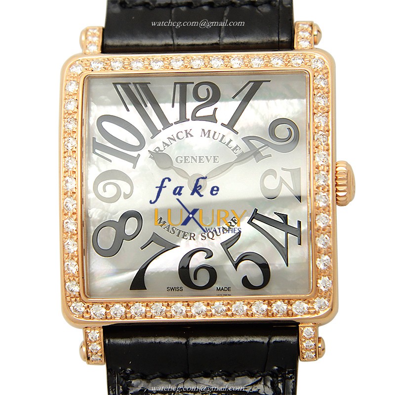 Franck Muller 6002 M B QZ V MOP D 1R 5N Master Square Quartz Rose Gold Diamonds Replica Watch