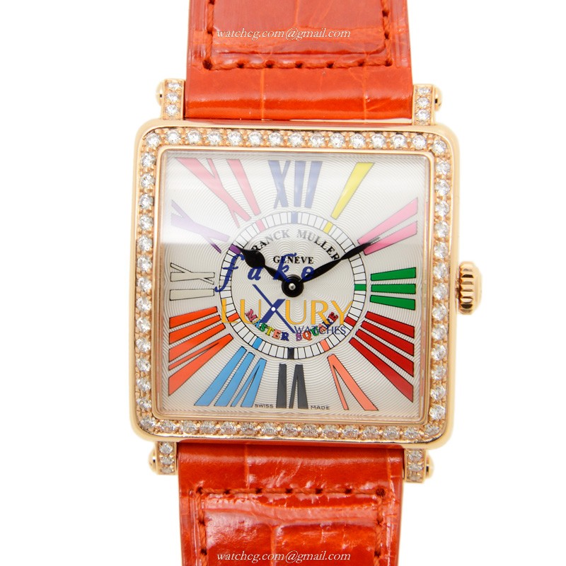 Franck Muller 6002 M QZ B COL DRM R D 1R 5N | 18kt Rose Gold | Quartz | Orange Leather | Replica