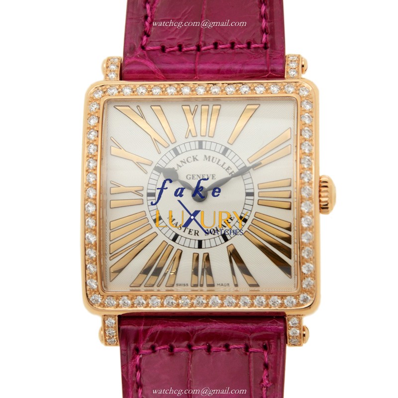 Franck Muller 6002 M QZ B REL R D 1R 5N Master Square Quartz 18kt Rose Gold Silver Dial Replica