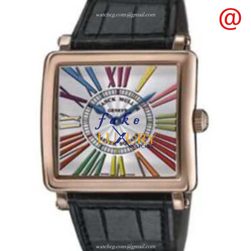 Franck Muller 6002 M QZ COL DR BL5N Master Square Replica Watch, Silver Dial, 18kt Rose Gold Case - Luxury Replica Watch