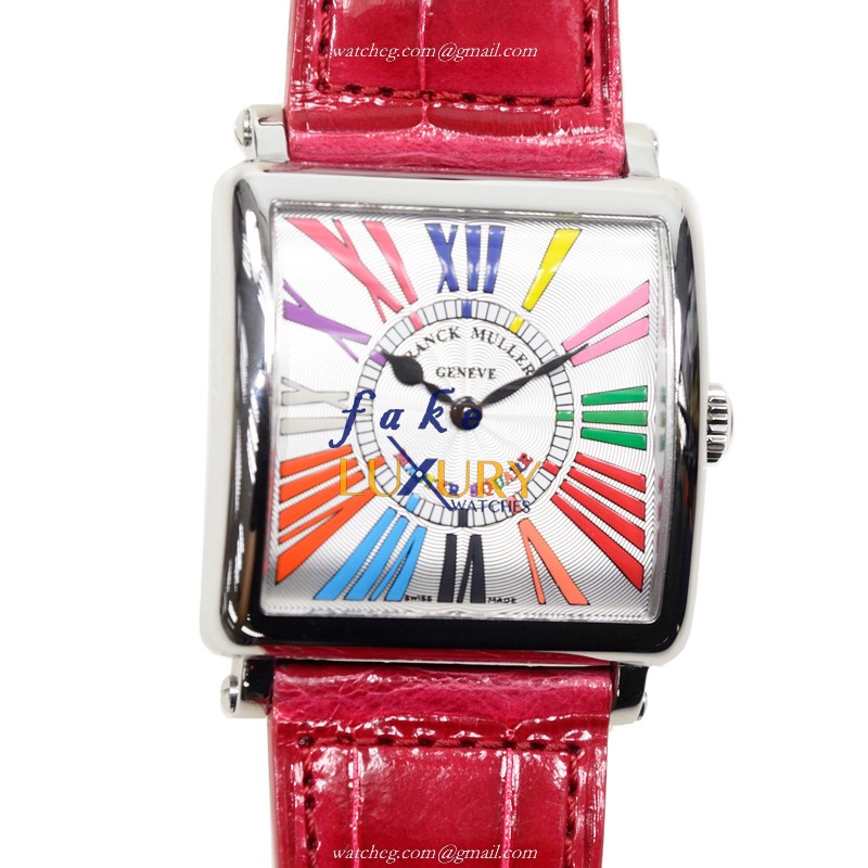 Franck Muller 6002 M QZ COL DRM R AC Quartz Stainless Steel Silver Red Alligator Replica Watch - Luxury Replica Watch