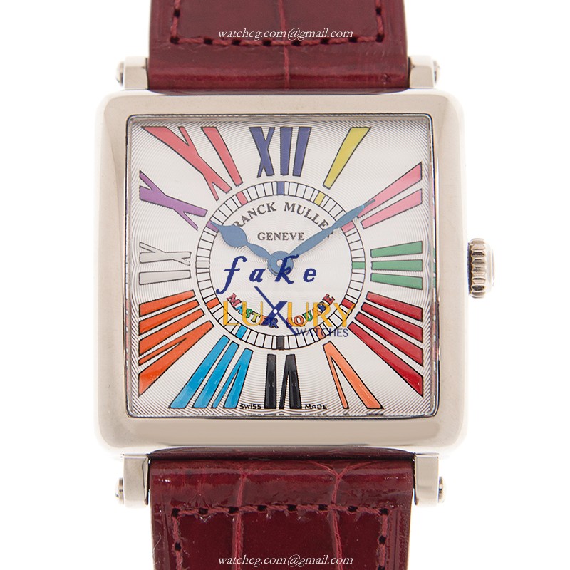 Franck Muller 6002 M QZ COLOR DREAMS OG Replica Watch, Quartz Movement, White Gold Case, Red