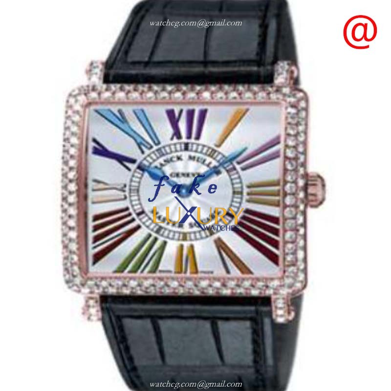 Franck Muller 6002 M QZ D COL DR BL5N Master Square Quartz 18kt Rose Gold & Diamond Replica Watch - Luxury Replica Watch