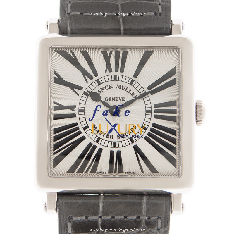 Franck Muller 6002 M QZ R OG-GREY Quartz 18kt White Gold Master Square Replica Watch, Silver Dial - Luxury Replica Watch