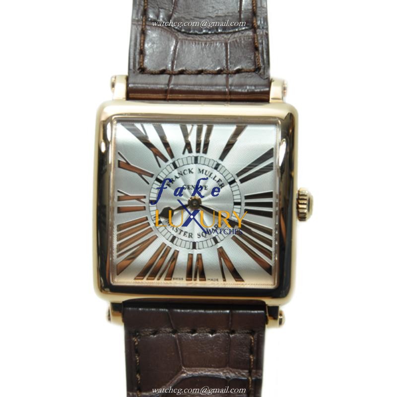 Franck Muller 6002 M QZ REL R 5N Master Square Replica Watch, Quartz, Rose Gold Case, Silver Dial