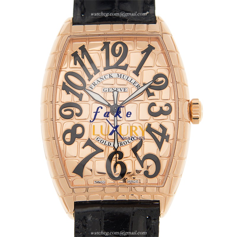 Franck Muller 6850 B SC GOLD CRO 5N Cintree Curvex Replica Watch, 33mm Rose Gold Case, Gold Dial - Luxury Replica Watch