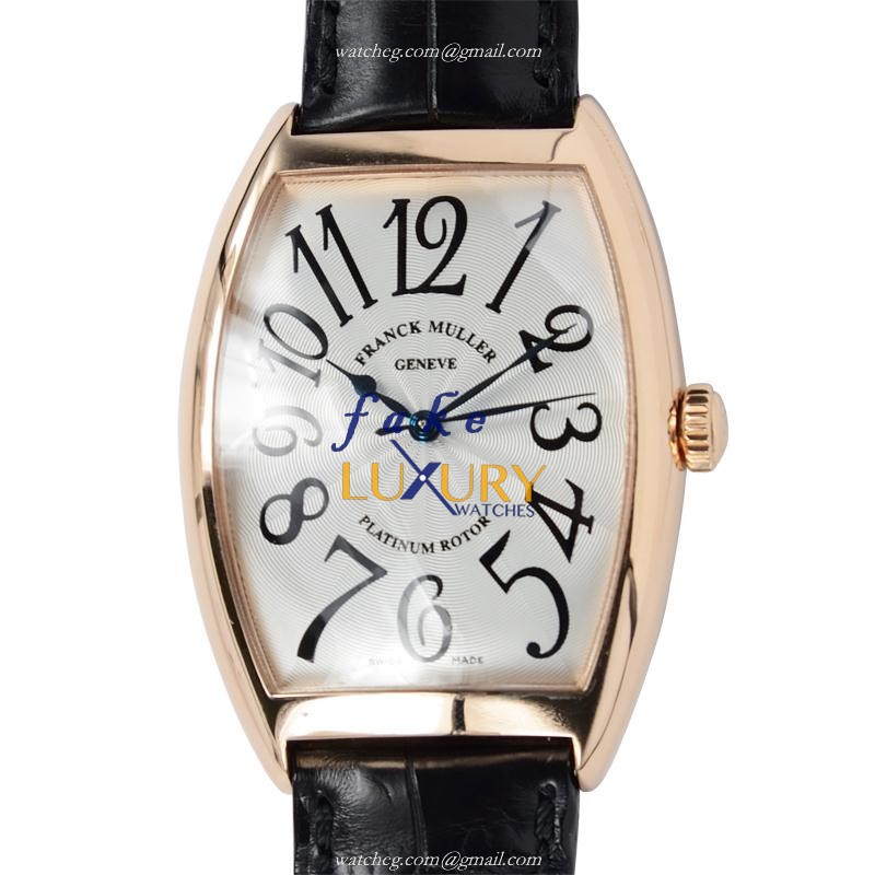 Franck Muller 6850 SC 5N CINTREE CURVEX Auto 18kt Rose Gold Replica Watch - Swiss Movement, Silver - Luxury Replica Watch