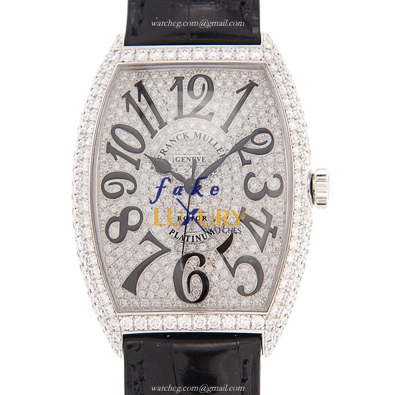 Franck Muller 6850 SC D CD OG Replica Watch, 18kt White Gold & Diamond Case, Silver Dial