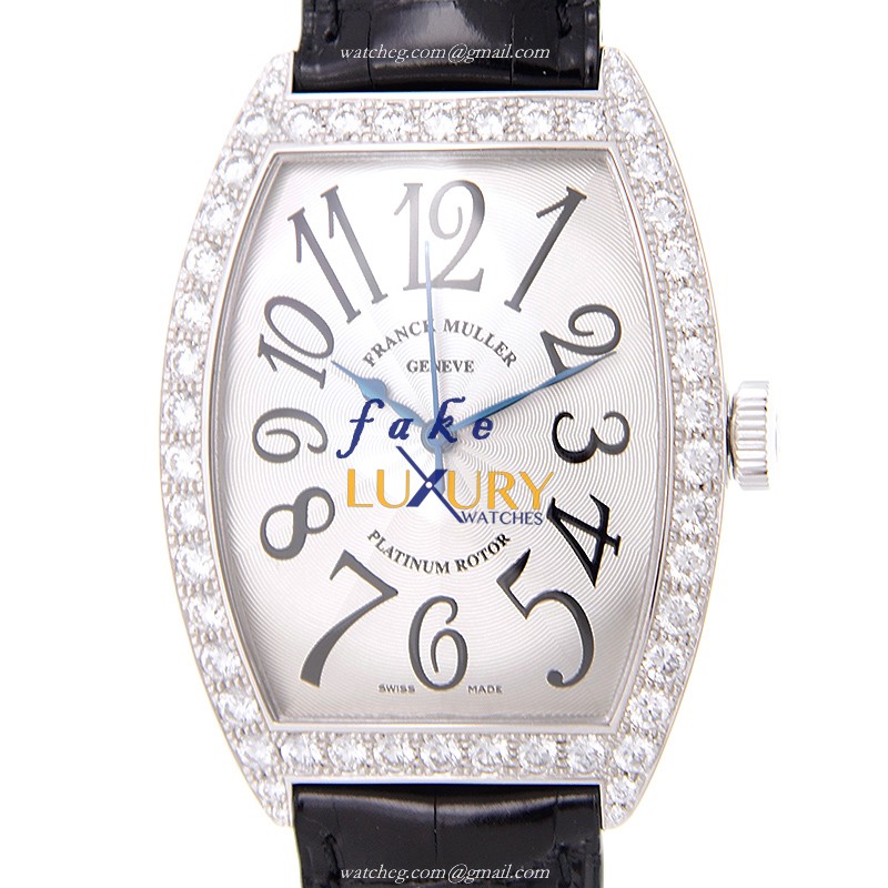 Franck Muller 6850 SC DP OG CINTREE CURVEX Automatic 18kt White Gold & Diamond Replica Watch - Luxury Replica Watch