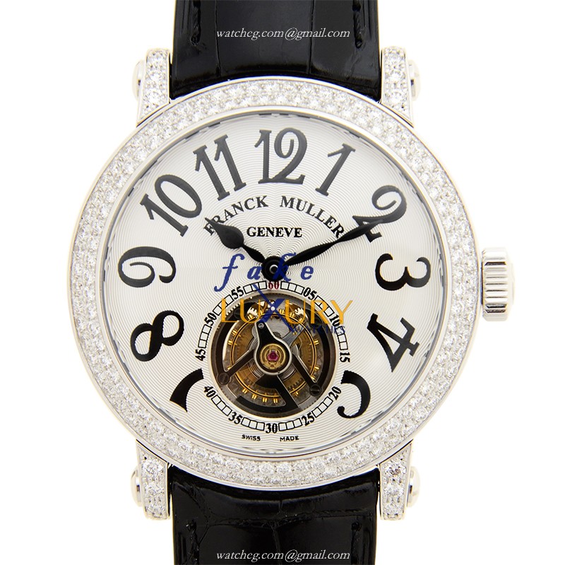 Franck Muller 7008 T D OG Replica Watch, Manual Wind, 18kt White Gold & Diamond Case, Silver Dial - Luxury Replica Watch