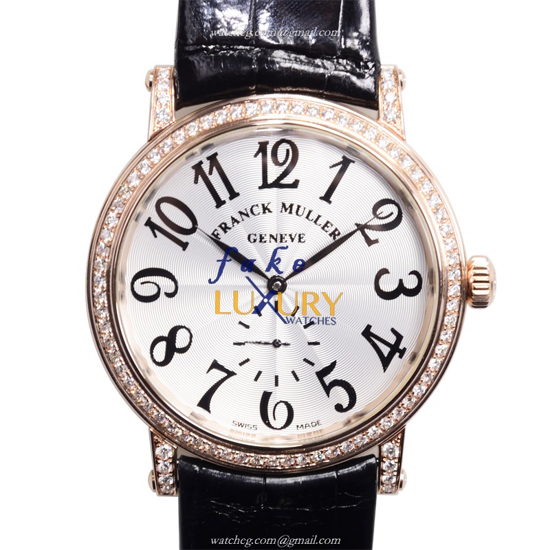 Franck Muller 7421 B S6 D WT 5N LIBERTY Automatic 18kt Rose Gold & Diamonds Replica Watch | 42mm - Luxury Replica Watch