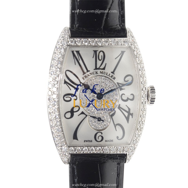 Franck Muller 7500 S6 D 2P OG Art Deco Manual Wind 18kt White Gold Diamond Silver Dial Replica Watch - Luxury Replica Watch