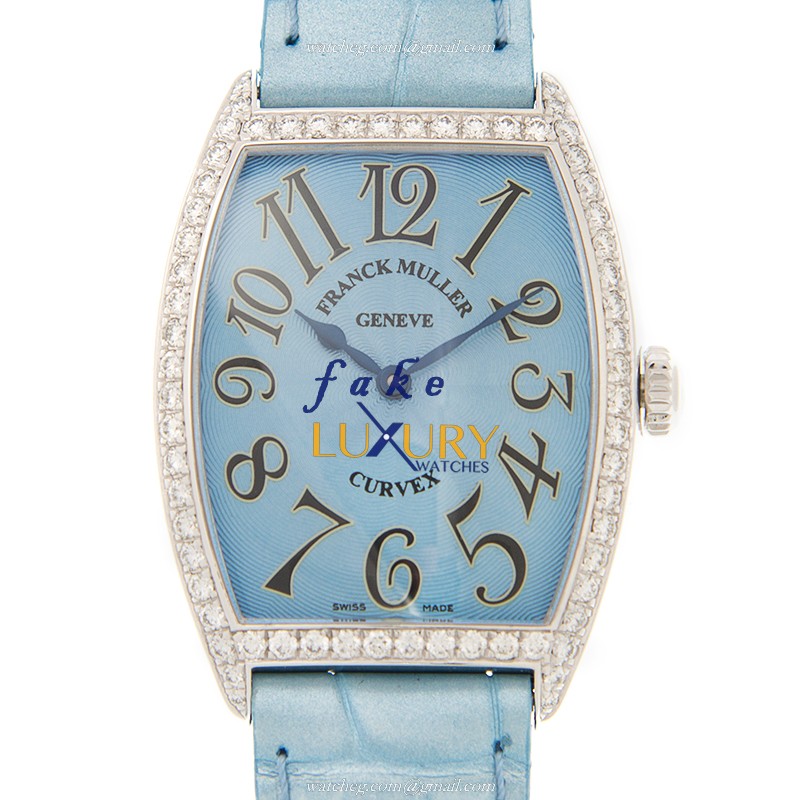 Franck Muller 7502 QZ D 1R AC-BLUE Replica Watch Quartz Blue Dial Stainless Steel Diamonds Cintree - Luxury Replica Watch