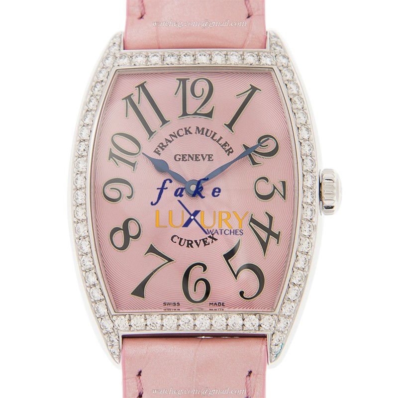 Franck Muller 7502QZD1RAC-PINK Quartz Stainless Steel Diamond Cintree Curvex Replica Watch - Luxury Replica Watch